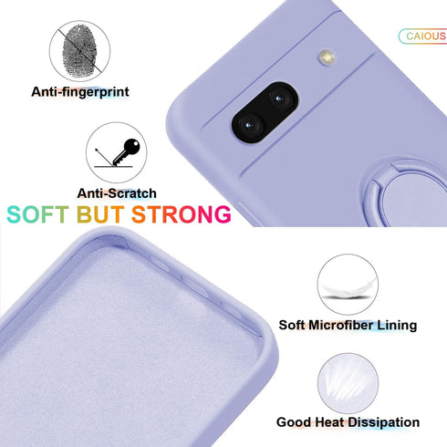 Case for Google Pixel 8A?2024 Released?, Silicone Case with Ring 360°rotatable Kickstand Support Magnetic Car Mount?Protective Cover with Strap La...