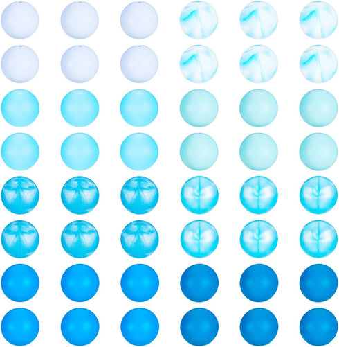 80Pcs Blue Silicone Focal Beads 15mm Round Ball Beads Chunky Kandi Beads Spacer Pen Beads for Crafts DIY Beadable Pens Keychain Bracelets Jewelry ...