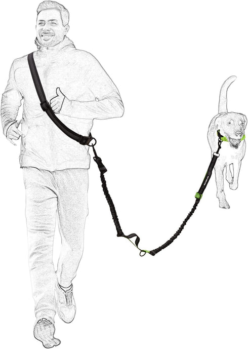 Mile High Life | Retractable Hands Free Dog 7FT Leash | Waist Running Adjustable | Reflective Dual Black Bungees | Dual Handles | Small Medium Lar...