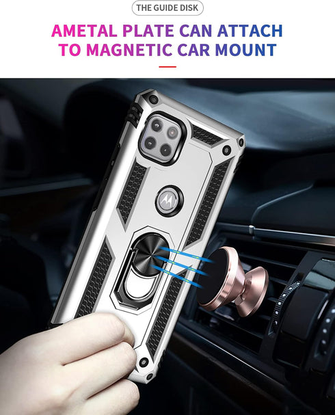 Military Grade Drop Impact for Moto One 5G Ace Case Motorola One 5G Ace G 5G Case 360 Metal Rotating Ring Kickstand Holder Armor Heavy Duty Shockp...