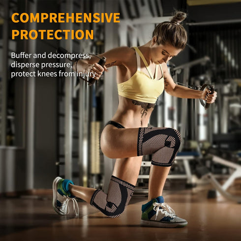 2-Pack Knee Compression Sleeves for Pain Relief & Support During Sports & Weightlifting - Non-Slip Braces for Men & Women, Perfect for ACL, Arthri...