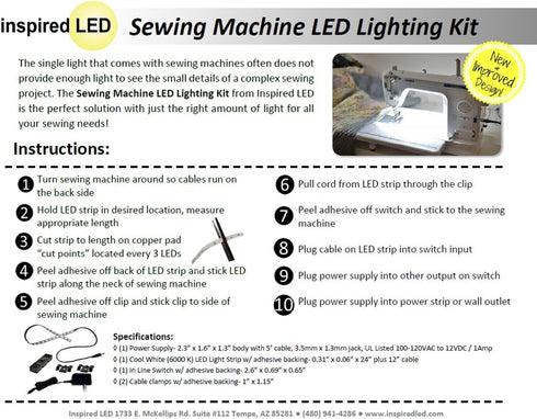 Sewing Machine LED Lighting Kit - Fits All Sewing Machines!......