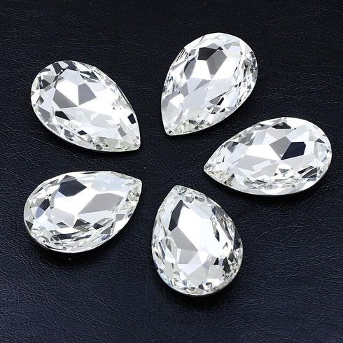 DONGZHOU Teardrop Crystal Rhinestones, Large Rhinestones Glitter Stones Glass Gemstones for Crafts, Jewelry Making, Shoes, Clothes, 30 x 20 mm, 8 ...