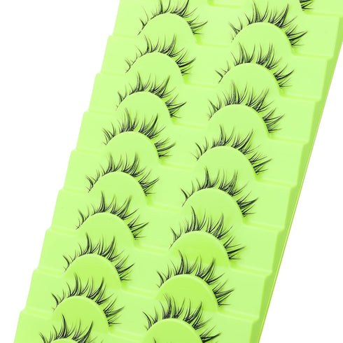 outopen 10 Pairs Manga Lashes Korean Asian Lashes Anime Eyelashes Japanese Makeup Fake Lashes Spiky False Eyelashes...