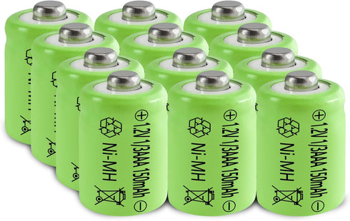 JINTION 1/3 Rechargeable AAA 150mAh Button Top NiMH Battery Replacement batteries for Solar Lights Battery, Outdoor Solar Garden Art Light Battery...