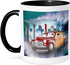 3dRose Classic Woody Car and Big Wave Background with Surfer A Surfing Lover Gift Mug, 11 oz, Black...