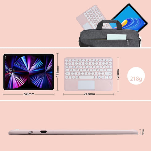 Wireless Keyboard with Touchpad, Ultra-Thin Rechargeable Bluetooth Keyboard Mini Wireless Keyboard with trackpad Round Key for iPad pro/iPad/iOS/M...