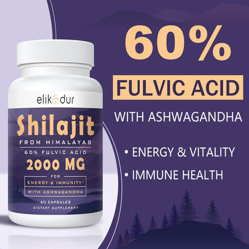 60,000 MG Shilajit Pure Himalayan Organic Capsules, 100% Gold Grade Shilajit for Men & Women, Himalayan Shilajit 85+ Trace Minerals & 60% Fulvic A...
