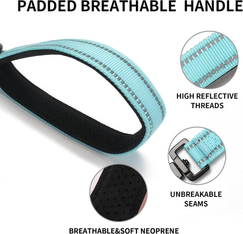 Short Dog Leash-12 Inch Traffic dog leash,Training Leash with Retroreflective Stripes and Carabiner Clip,Suitable for controlling and training med...