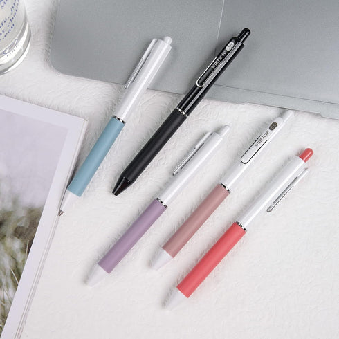 WRITECH Gel Pens Fine Point: 0.5mm 8 Black & 2 Red Ink Pen Set Clickable for Journaling Drawing Notetaking Bible Non Bleed 10ct Retractable Smooth...