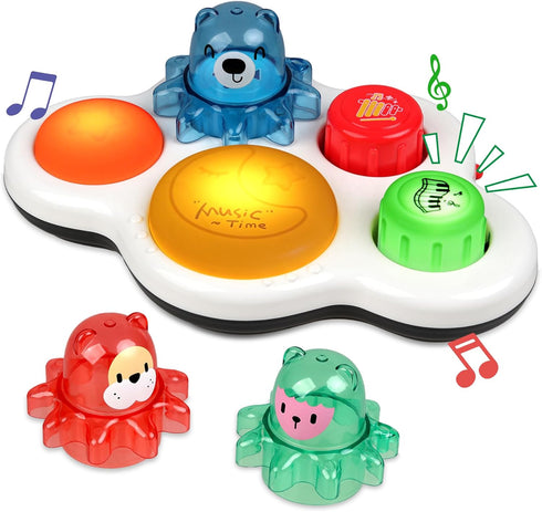 Baby Musical Light Up Toys Drum Gear - Newborn Infant Sensory Tummy Time Toys - Gifts for Boys Girls 0 3 6 9 12 18 Months 1 2 3 Year Old Birthday ...
