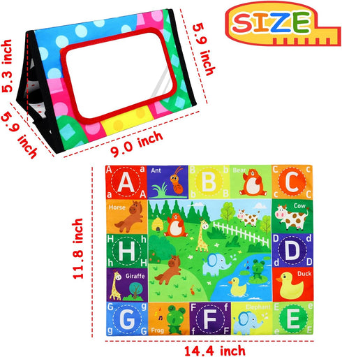 2 Pcs Tummy Time Toys Baby Mirror Newborn Toys 0-3 Brain Development, Tummy Time Mirror Baby Toys 6-12 Months High Contrast Montessori Infant Toys...