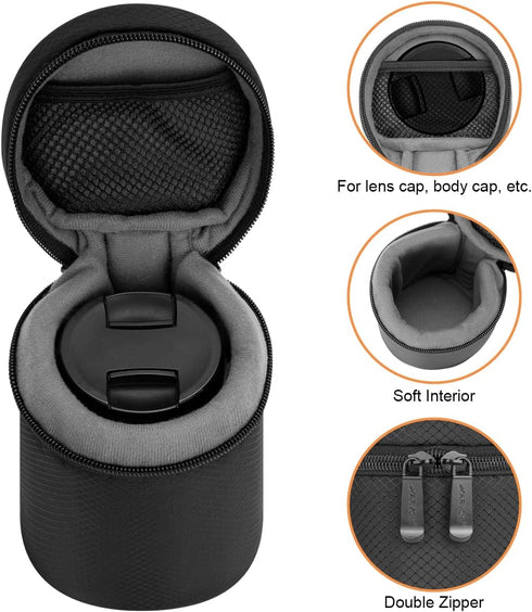 ARVOK Camera Lens Case, Water Resistant Protective Lens Pouch for DSLR Camera Lens, 4 Size Thick Camera Lens Bag for Nikon, Tamron, Sigma, Pentax,...