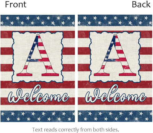 Monogram Letter A Garden Flag 4th of July Patrioctics 12x18 Inch Double Sided for Outside Small Burlap Family Last Name Initial Yard Flag...