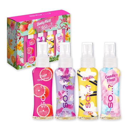 So…? Body Mist Set - Body Spray for Women - Gifts for Women - 650 to 1000 Sprays - Travel Size Perfume - Vegan Perfumes for Women - 4 pcs...