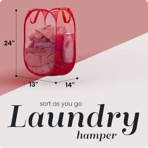 Handy Laundry Collapsible Mesh Pop Up Hamper with Wide Opening and Side Pocket - Breathable, Sturdy, Foldable, and Space-Saving Design for Clothes...