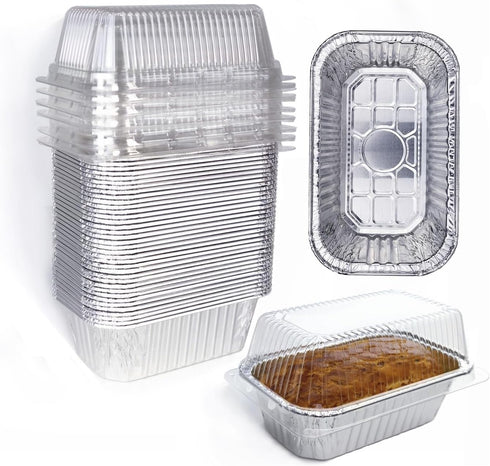 Disposable Mini Loaf Pans with Lids Bakeware Set,1lb, 30 Pack, 6x3.7" Aluminum Foil Bread Pans for Homemade bread, Small Cake Pans, Perfect for Ba...