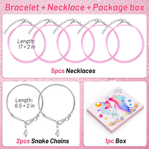 Flasoo DIY Charm Bracelet Making Kit, Jewelry Kit with Unicorn Mermaid Pink Stuff Craft Gifts for Birthday, Christmas, New Year...