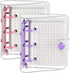 2 Sets Mini 3 Ring Binder Transparent Covers with Mini Binder Inner Paper Pockets Clear Soft PVC Notebook Closure Loose Leaf Folder Round Ring Bin...