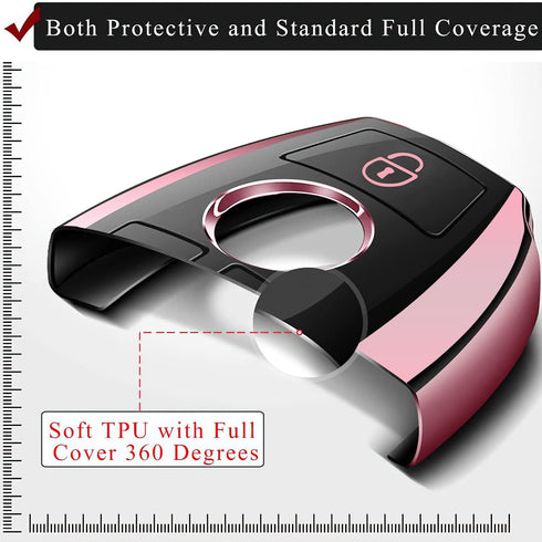 QBUC for Mercedes Benz Key Fob Cover, Key Fob Case for Mercedes Benz C E M S CLS CLK GLK GLC G Class, TPU Full Protection Key Fob Shell Compatible...
