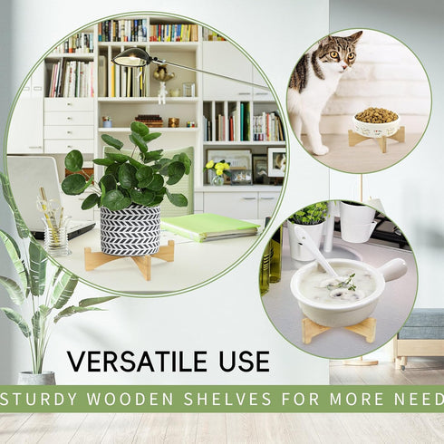 Bamboo Plant Stand Indoor Outdoor, Wooden Flower Pot Stand Fit 6 Inch Pots, Modern Planter Stand, Single Plant Holder Riser Rack Shelf for Patio H...