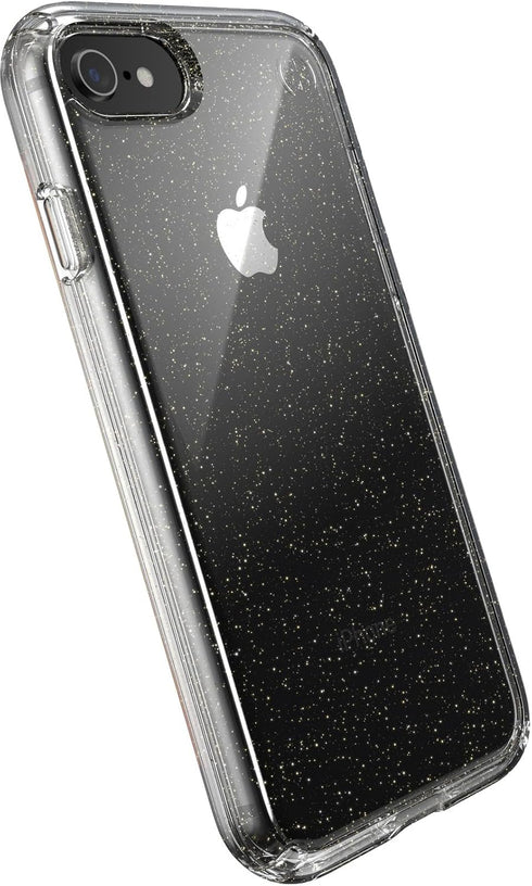 Speck Products Presidio Perfect-Clear with Glitter iPhone SE (2022)| iPhone SE (2020)| iPhone 8| iPhone 7 Case, Clear with Gold Glitter...