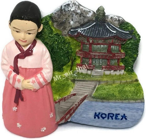 Tiny Hanbok Traditional Korean Clothing South Korea East Asia Tourist Attractions Resin Refrigerator Magnet Traveler Souvenir 3D Fridge Magnets...