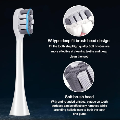 A2 Sonic Electric Toothbrush Replacement Brush Heads, Small Size, W Shape Brush Heads, 4 Pack...