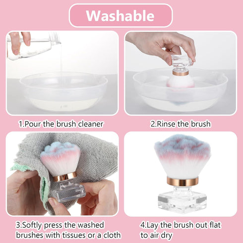 Nail Dust Brush for Acrylic Nail, Pink Rose Shape Nail Arts Powder Remover Brush, Soft Brush Crystal Base Nail Cleaning Brush Makeup Brushes Manic...