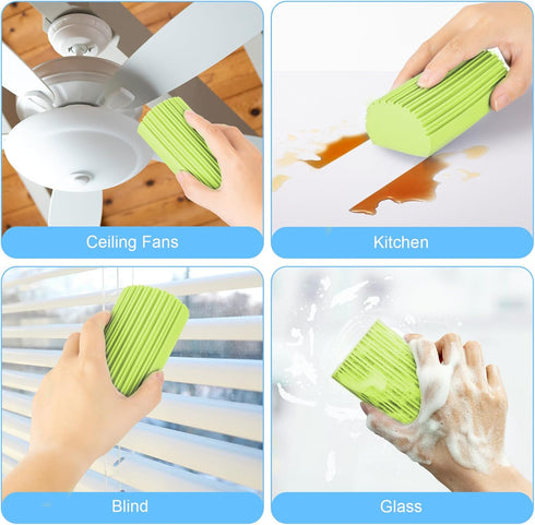 4 Pack Damp Clean Duster Sponge, Magic Sponge Eraser for Household Cleaning, Reusable Dusters Cleaning Supplies for Housekeeping, Dish, Blinds, Gl...