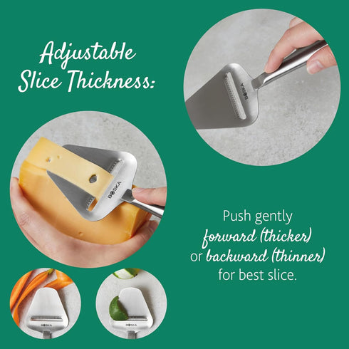 Boska Stainless Steel Cheese Slicer - Copenhagen For All Types of Cheese - Multi-Functional Cheese Slicer - Handheld Slicer - Silver Non-Stick - D...