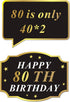 Konsait 80th Birthday Photo Booth Props(48Count), Funny 80 Party Photo Props Kit Black Gold Decor with Stick for Man Woman 80th Birthday Decoratio...