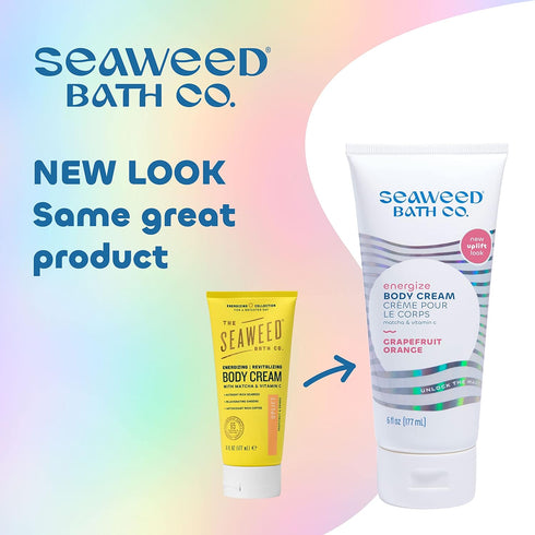Seaweed Bath Co. Energize Body Cream, Grapefruit Orange Scent, 6 Ounce, Invigorating Hand & Body Lotion Moisturizer for Dry Skin, with Sustainably...