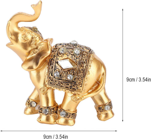 Elephant Statue, Feng Shui Lucky Elephant Figurine, Golden Elegant Sculpture, Small Resin Home Decoration, Wealth Figurine...