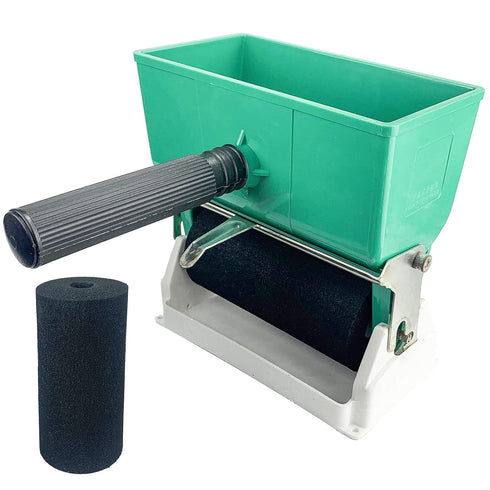 6 Inch Portable Glue Applicator Roller with Paint Bucket Handheld Manual Adhesive Glue Spreader with 2 Foam Wheels for Carpenter Woodworking, 10.5...