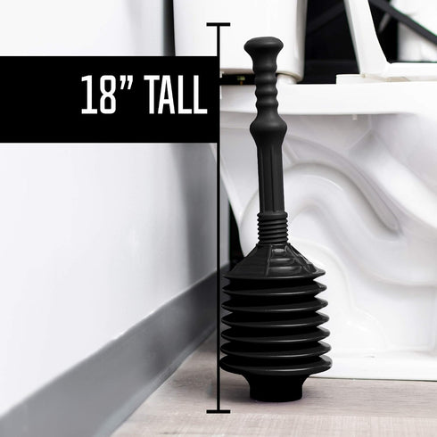JS Jackson Supplies Professional Bellows Accordion Toilet Plunger, High Pressure Thrust Plunge Removes Heavy Duty Clogs from Clogged Bathroom Toil...