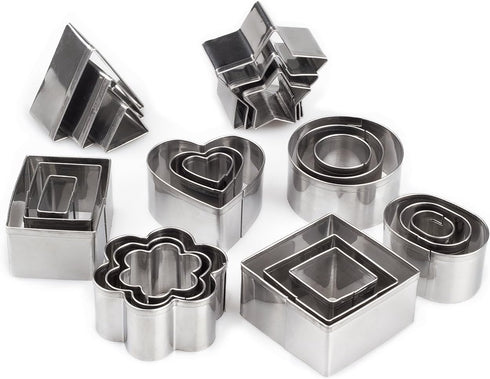 Mini Metal Cookie Cutters Set - 24 Pcs Clay Cutters/Mini Fruit Vegetable Cutters/Star Heart Round Flower Square Mini Cutters - Cookie Cutters for ...