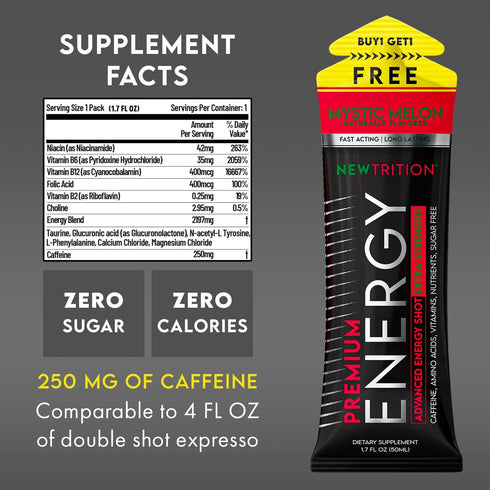 Extra Strength Energy Shots, Caffeine Energy Shots with Vitamin B & Amino Acids, Sugar-Free Vitamin Energy Shot, 1.7 fl oz, Raspberry, 4 Count...