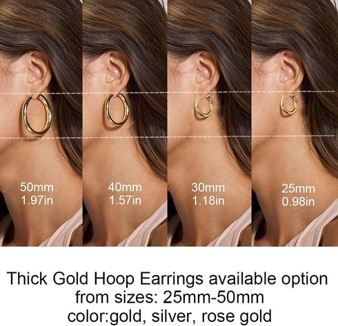 sovesi Chunky Gold Hoop Earrings for Women with 925 Sterling Silver Post, 14K Gold Plated Small Thick Gold Hoops Earrings for Women...