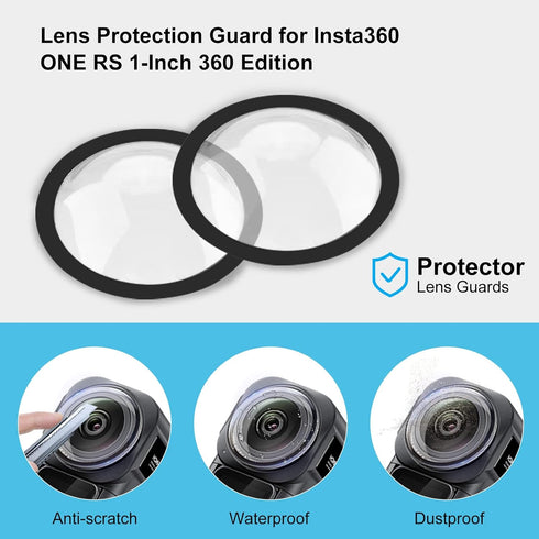 PULUZ Dual Lens Guard for Insta360 ONE RS 1-Inch 360 Edition PC Sticky Lens Protection for ONE RS 1-Inch 360 Edition Sports Camera Lens Cap Access...