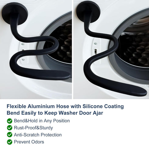 Front Load Washer Door Prop and Holder – Magnetic Door Stopper with Strong Magnet and Flexible Hose – Keep Washer Door Open for Ventilation – Easy...
