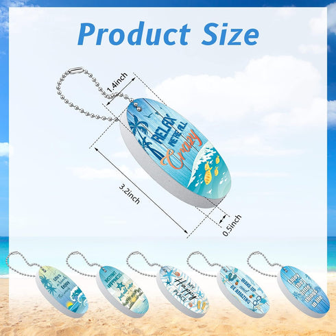 6 Pack Boat Key Floating Keychain Tropical Beach Floating Keychain Oval Buoy Foam Fishing Boat Key Float Personalized Floating Foam Keychain Float...