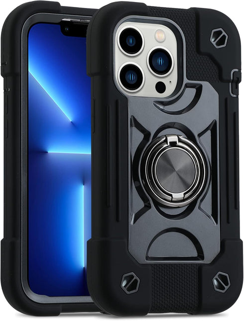 MARKILL Compatible with iPhone 13 Pro Max Case 6.7 Inch with Ring Stand, Heavy-Duty Military Grade Shockproof Phone Cover with Magnetic Car Mount ...