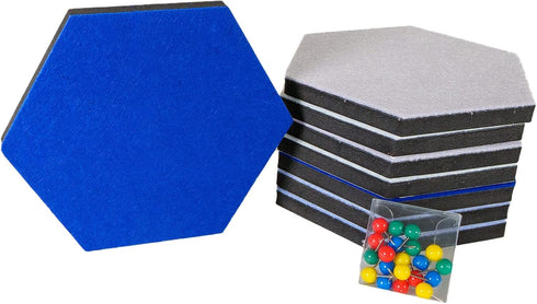 8 Pieces Hexagon Felt Cork Board Tiles with Easy Peel Self Adhesive, includes 20 Pins, Cork Board for Wall Decor to Display Photos...