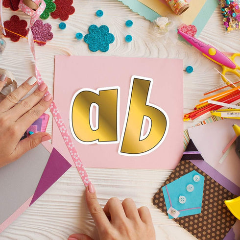 Barker Creek Letter Pop-Outs, 4" Gold, Multicolor Designer Letters for Bulletin Boards, Breakrooms, Reception Areas, Signs, Displays, and More! 4"...