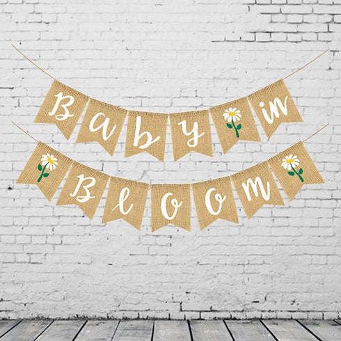 Baby in Bloom Sign Banner Baby Welcome Boy Girl Banner Welcome Baby Garland for Boys Girls Baby Shower Party Decorations...