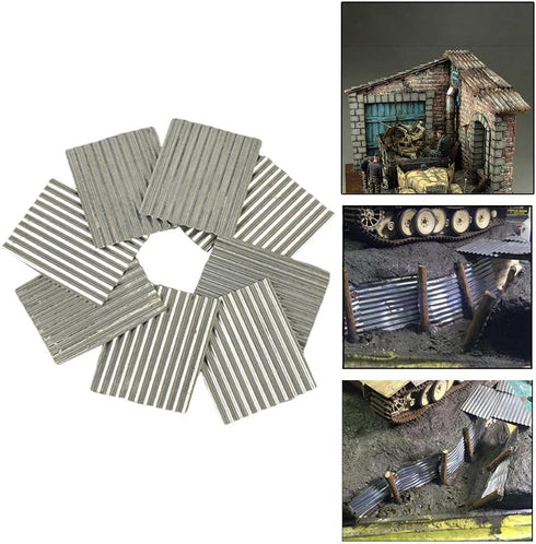8X 1:35 Scale Steel Shed Corrugated Tile Table Material Miniature Architecture House Dioramas Building Model Kits Layout Scenery...