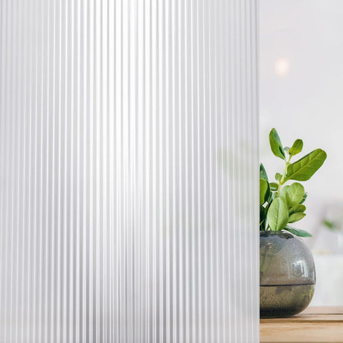 Mangobox Privacy Window Film Frosted Fluted Window Film Static Cling Window Sticker Reeded Glass Tinting for Bathroom Door Covering UV Block Etche...