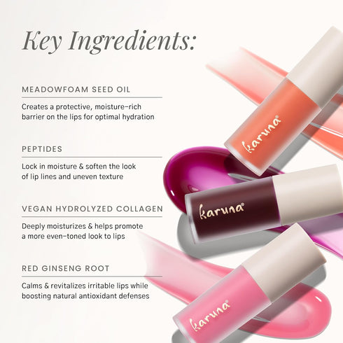 Karuna Skin - Tinted Lip Oil, Soothing & Moisturizing Lip Products with Peptides, Antioxidants, Hydrating Flattering Vegan Lip Tint, Pause, 4.8 mL...
