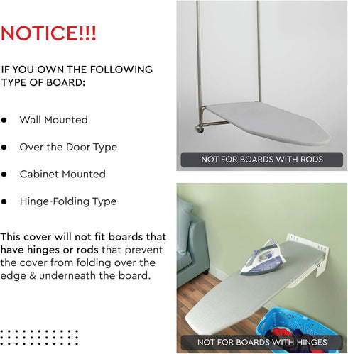 Encasa Homes Replacement Ironing Board Cover & Foam Pad, Heat Reflective 'Metallic Silver Silicone', Drawstring Tightening (Fits Standard Large Bo...